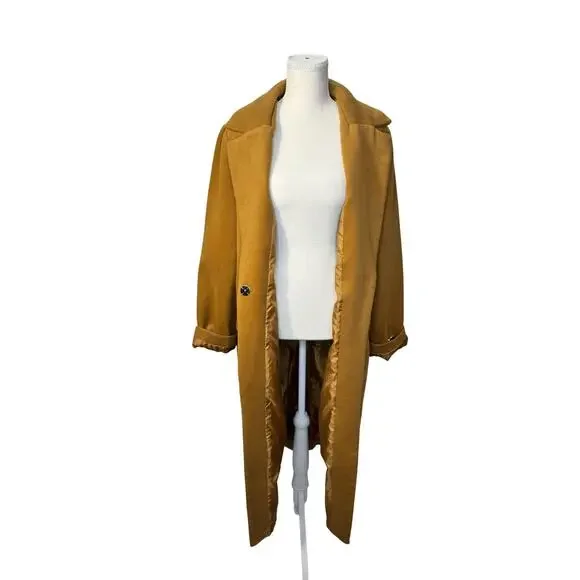 Camel Longline Over Coat Women’s Medium Minimalist Quiet Luxury 90s Old Money - Picture 6 of 16